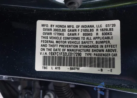 2020 Honda Civic Ex z USA, uszkodzony, nr VIN 19XFC1F32LE017290